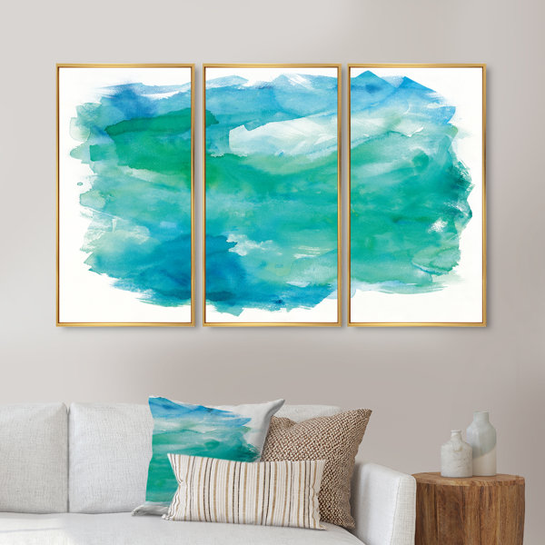 DesignArt Sea Glass 3 Piece Floater Frame Graphic Art on Canvas Wayfair
